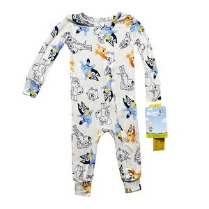 Bluey Infant Unisex 12m One Piece Pajamas Zip Front Viscose Bingo Snug Fit NWT